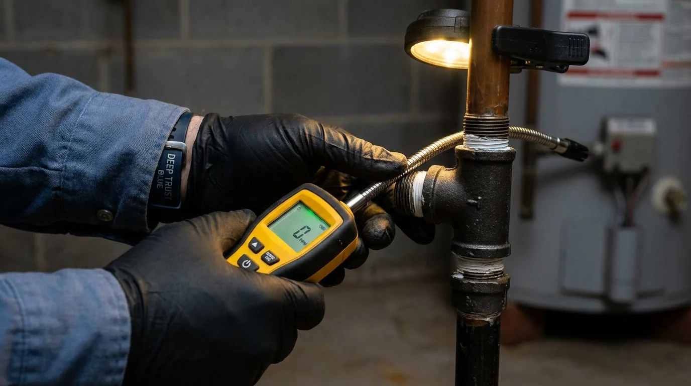 Gas leak detection with electronic sniffer by Johns Plumbing LLC in Fallsburg