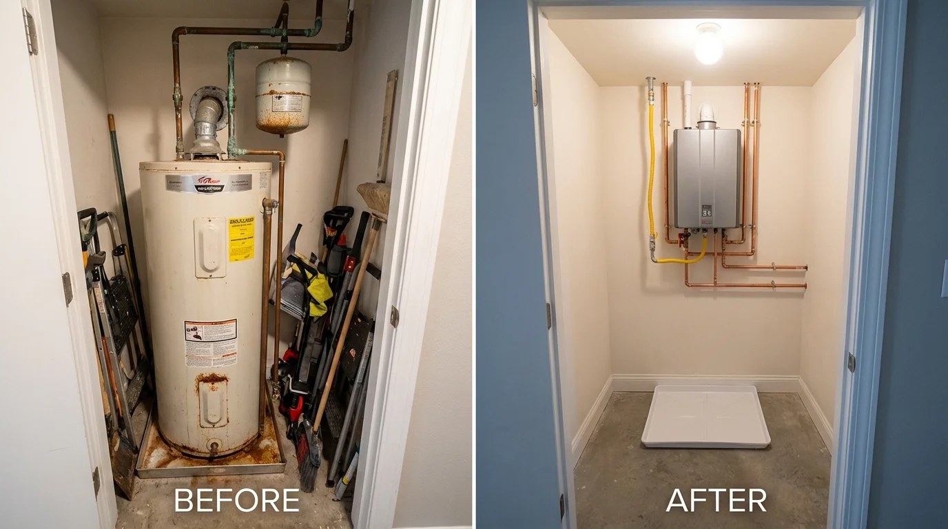 Tank water heater versus wall-mounted tankless unit comparison for Fallsburg, NY homeowners