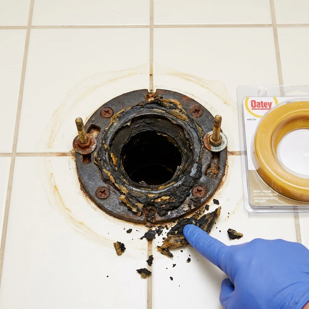Failed wax ring showing water seepage at the base of a toilet in a Fallsburg, NY home